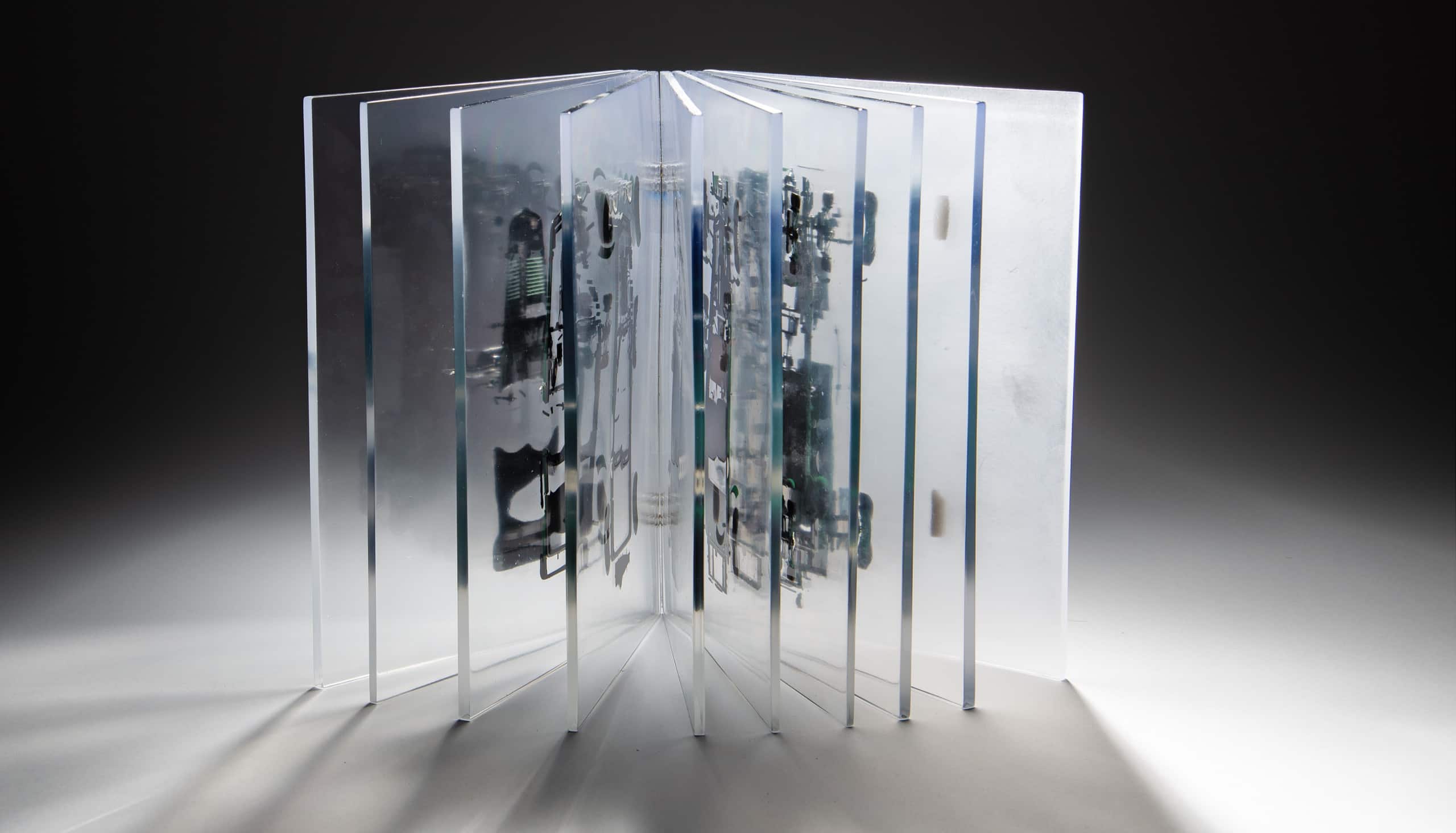<strong>Choice Cut</strong><br/><span>Oefner recently collaborated on a project with Polo that resulted in one of his &ldquo;Spatial Books&rdquo; and involved sawing a Bentley Blower into slices after it had been encased in a block of clear resin</span> 