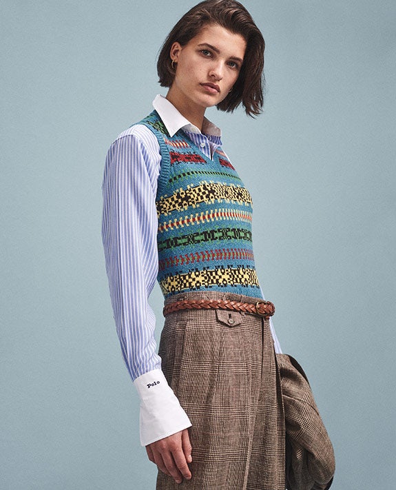 Glen Plaid Tweed Wide-Leg Trouser