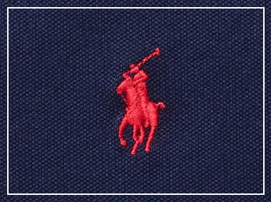 Close-up of signature embroidered pony