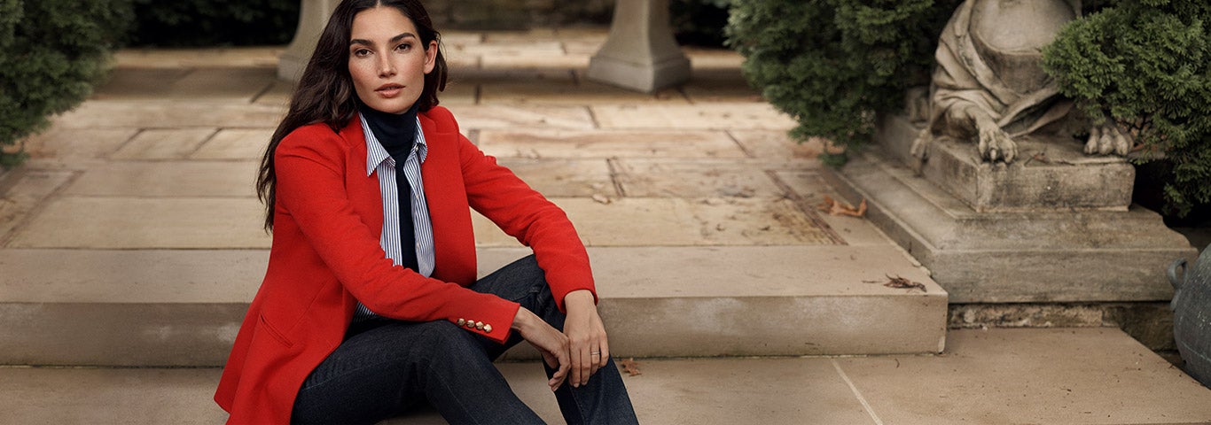 Video of woman wearing fall Lauren styles.