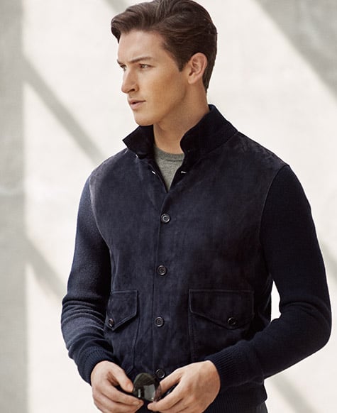 Suede-Cashmere Skeet Jacket