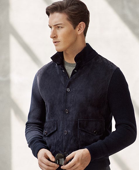 Veste de tir en cachemire et daim